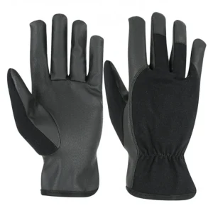 PIP-1303 Grey and Black PU Leather Gloves - Image 2