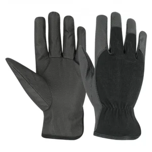 PIP-1303 Grey and Black PU Leather Gloves - Image 3