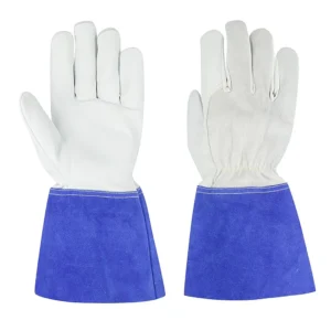 PIP-302 Blue Split Cuff Leather Welding Gloves - Image 1