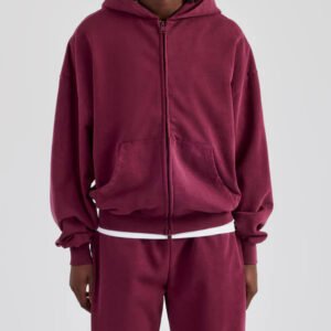 Plain Streetwear Vintage Distressed Pocket Hoodies for Men