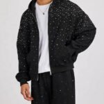 Men's Hoodies Rhinestone Pullover 100% Cotton Oversize
