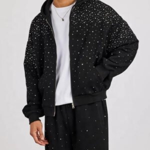 Men's Hoodies Rhinestone Pullover 100% Cotton Oversize