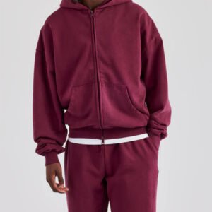 Plain Streetwear Vintage Distressed Pocket Hoodies for Men