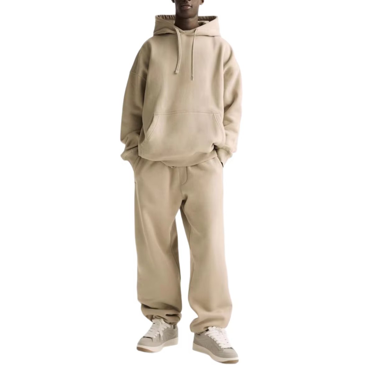 Men's Fleece Tracksuits - Cotton Polyester Blank Pullover Hoodie Set