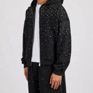 Men's Hoodies Rhinestone Pullover 100% Cotton Oversize