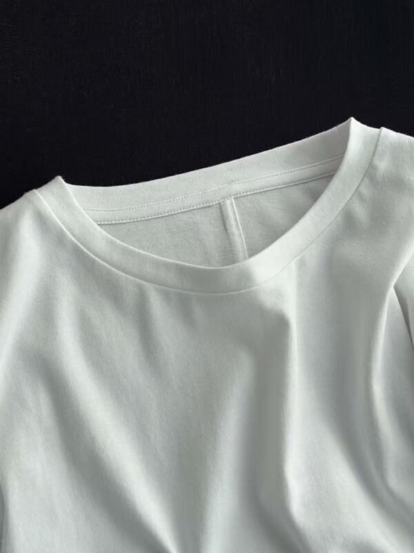 New Cotton Fabric Sexy Crewneck Long Sleeve Women Shirt Soft White Shirts Fashion Tees High Quality Tshirt Girls