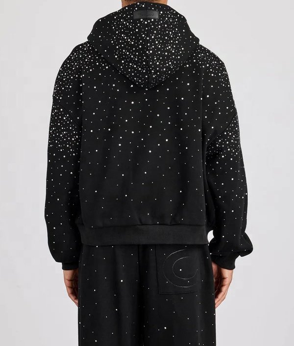 Men's Hoodies Rhinestone Pullover 100% Cotton Oversize