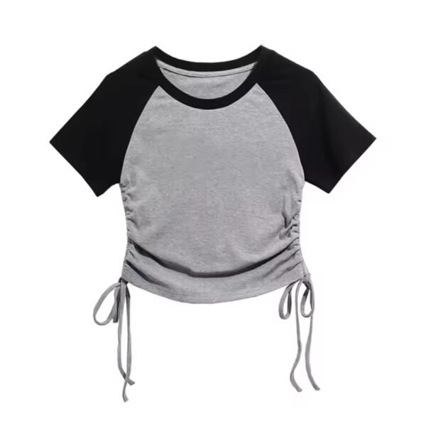 Summer Raglan Sleeve Two-Tone Crop Top | Y2K Adjustable Women’s Tee