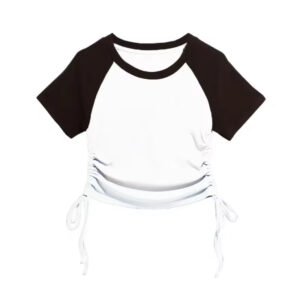 Summer Raglan Sleeve Two-Tone Crop Top | Y2K Adjustable Women’s Tee