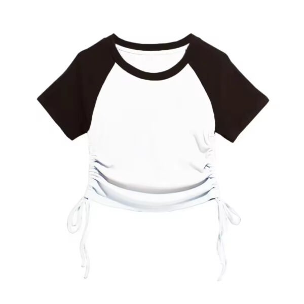 Summer Raglan Sleeve Two-Tone Crop Top | Y2K Adjustable Women’s Tee