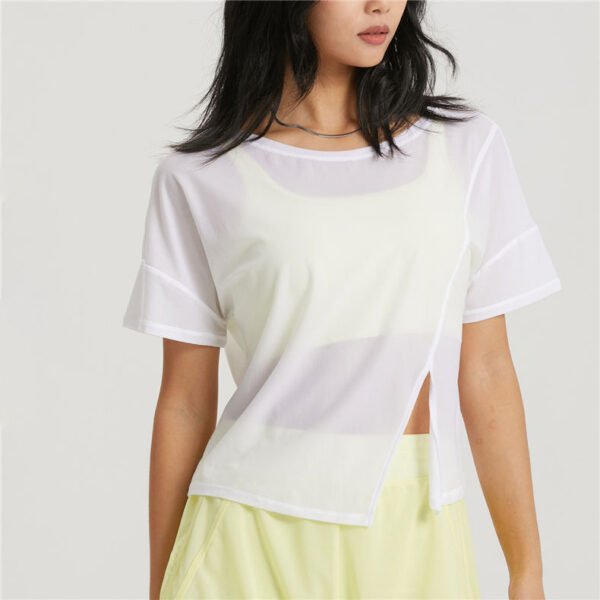 Hot-selling Custom Logo Top Short Sleeve Tops Breathable Slit Sports Outdoor Casual Plus Size Women's T-shirt