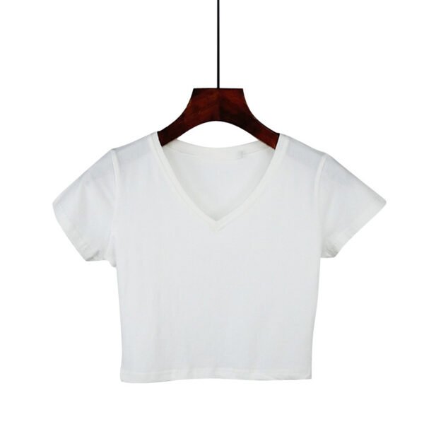 Fashion Wholesale Bulk Custom Logo Blank Tops Crew Neck Fitness Plain Women'S Crop Top T Shirt