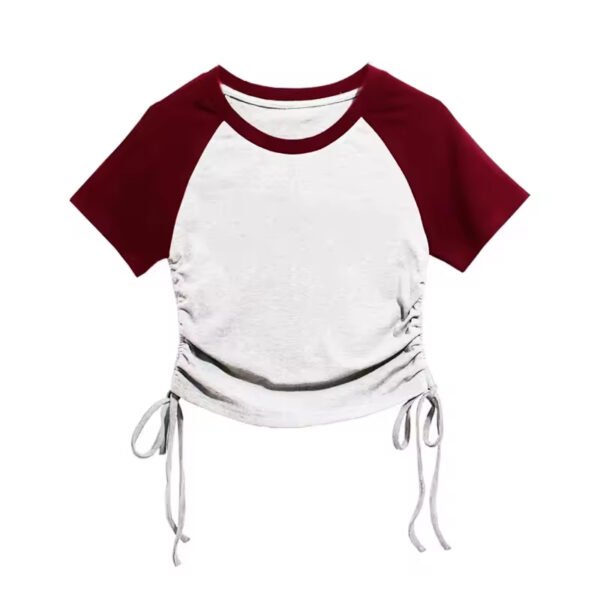 Summer Raglan Sleeve Two-Tone Crop Top | Y2K Adjustable Women’s Tee