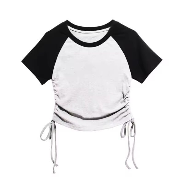 Summer Raglan Sleeve Two-Tone Crop Top | Y2K Adjustable Women’s Tee