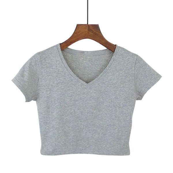 Fashion Wholesale Bulk Custom Logo Blank Tops Crew Neck Fitness Plain Women'S Crop Top T Shirt