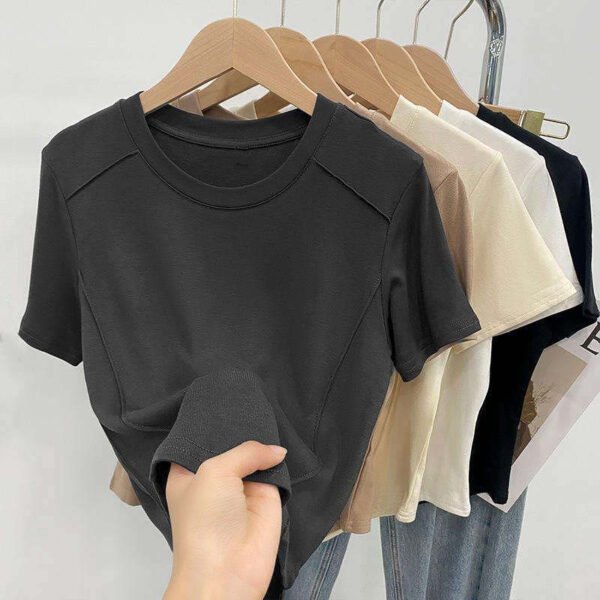 Wholesale Women’s Slim Fit T-Shirts – Custom Solid Color Short Sleeve Tops