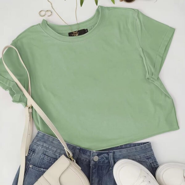 High Quality 200 Gsm Cotton Raw Hem T Shirt Round Neck Casual Cropped Oversized Tshirt Women