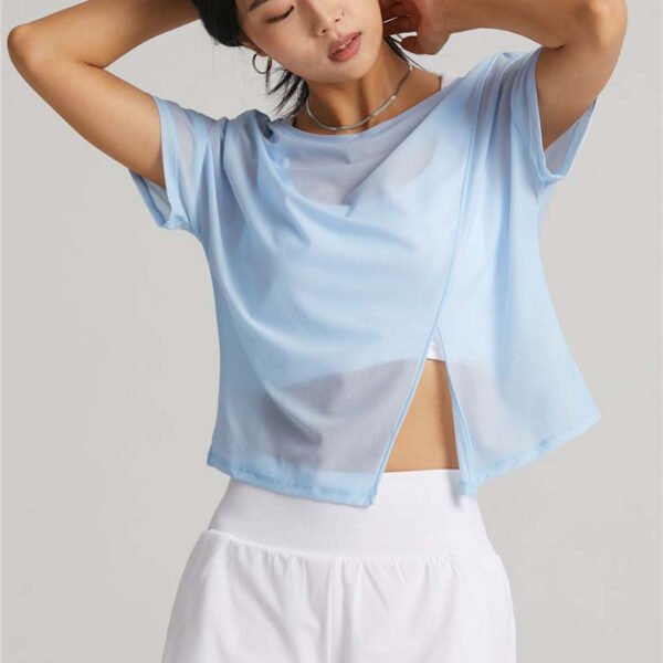 Hot-selling Custom Logo Top Short Sleeve Tops Breathable Slit Sports Outdoor Casual Plus Size Women's T-shirt