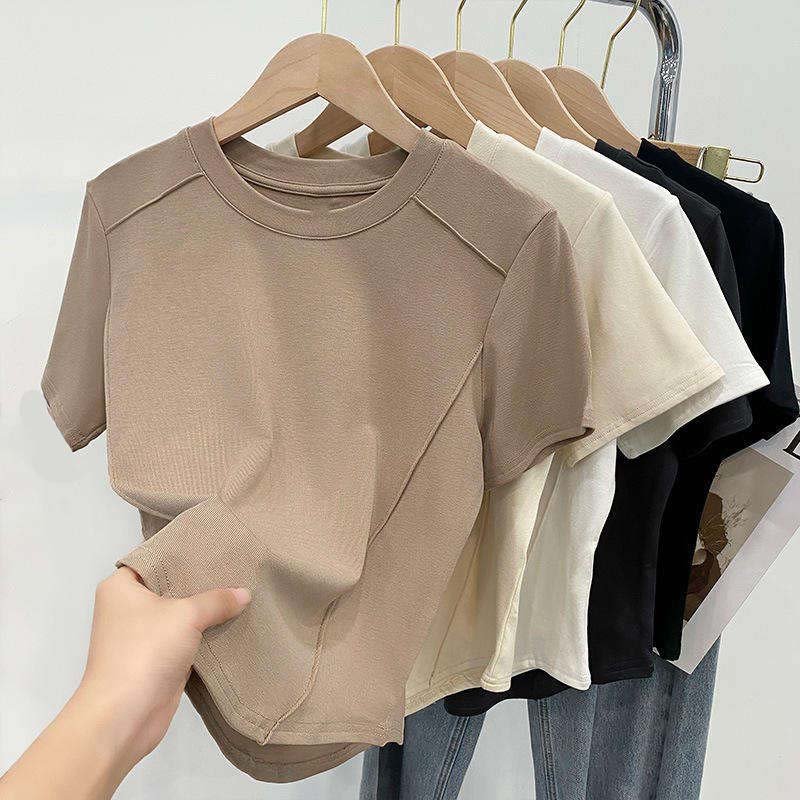 Wholesale Women’s Slim Fit T-Shirts – Custom Solid Color Short Sleeve Tops