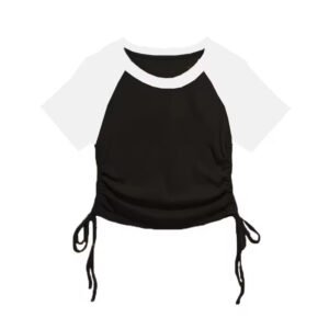 Summer Raglan Sleeve Two-Tone Crop Top | Y2K Adjustable Women’s Tee