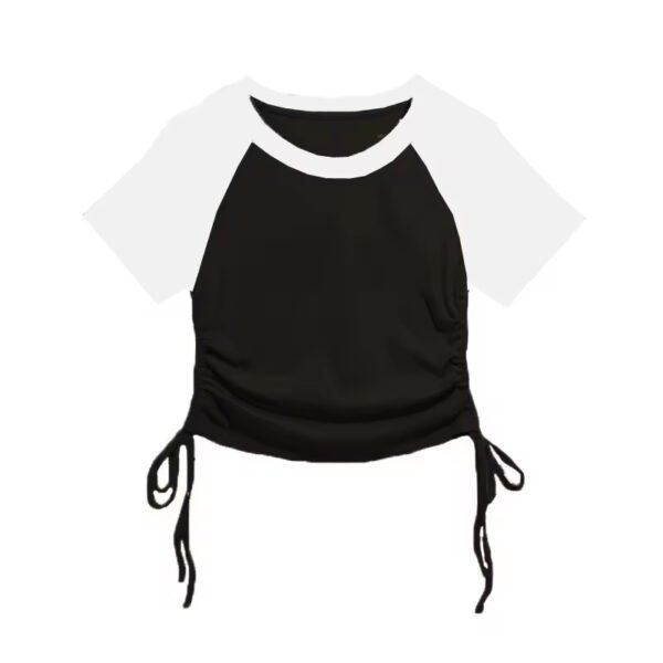 Summer Raglan Sleeve Two-Tone Crop Top | Y2K Adjustable Women’s Tee