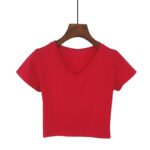 Fashion Wholesale Bulk Custom Logo Blank Tops Crew Neck Fitness Plain Women'S Crop Top T Shirt